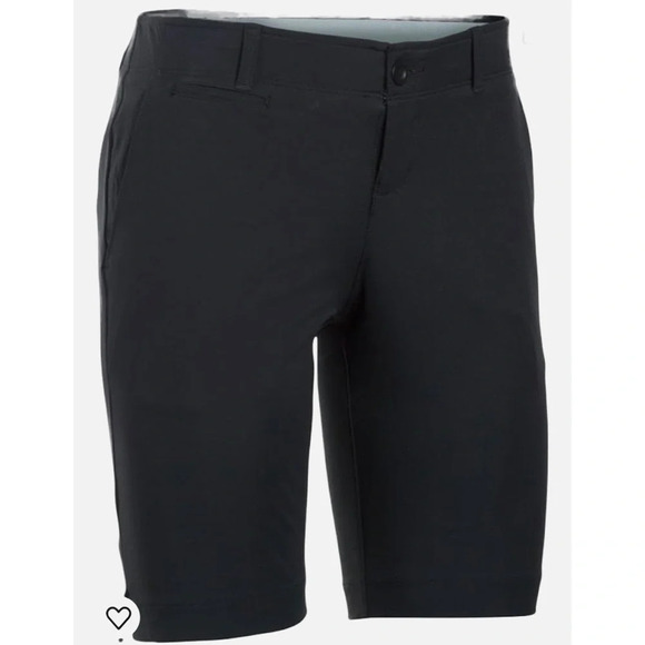 Under Armour Women’s Fitted Shorts Size 4 HeatGear Black Flat Front Pockets Golf - Picture 4 of 10
